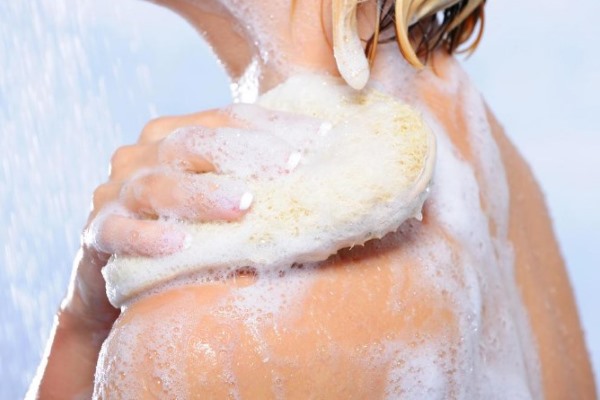 woman taking a shower