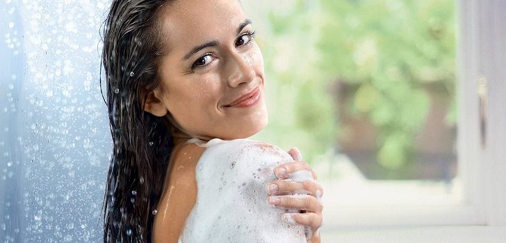 woman taking a shower