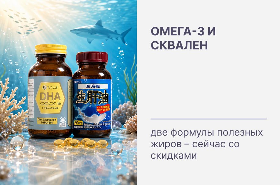 Омега-3 и сквален: две формулы полезных жиров - сейчас со скидками!