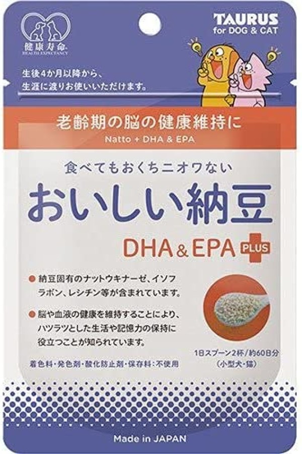 Комплекс для здоровья сердца и мозга животного с натто и Омега-3 TAURUS Delicious Natto DHA & EPA Plus