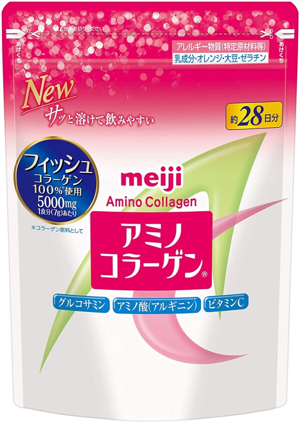 Легкоусвояемый растворимый амино-коллаген с глюкозамином для красоты кожи и здоровья суставов Meiji Amino Collagen