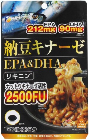 Комплекс с наттокиназой и Омега-3 для сердечно-сосудистой системы FINE JAPAN Natto Kinase + EPA & DHA