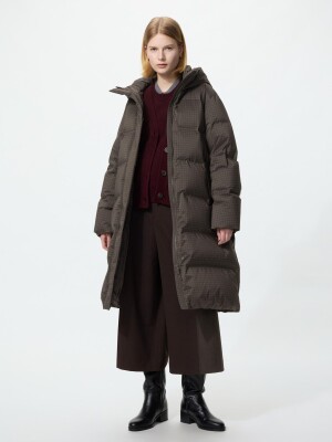 Бесшовный пуховик клетчатый Uniqlo Seamless Down Long Coat