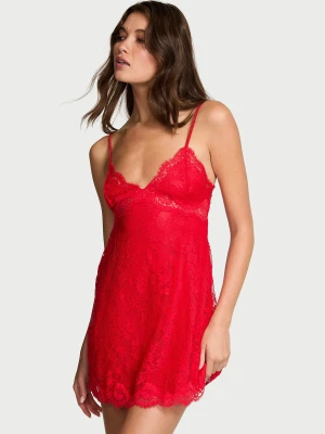 Мини-комбинация с кружевом и мерцающими бретелями Victoria’s Secret Dream Angels Twinkle Strap Lace Mini Slip Dress