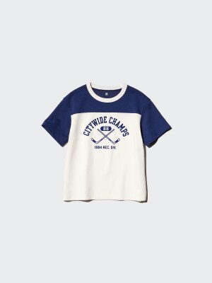 Детская футболка из коллекции «Airism» с цветными вставками Uniqlo Airism Cotton Graphic Crew Neck T-Shirt
