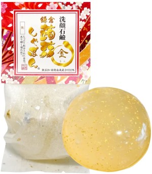 Натуральное мыло из конняку с сусальным золотом и жемчугом Kyoto Konnyaku Shabon Gold Natural Soap