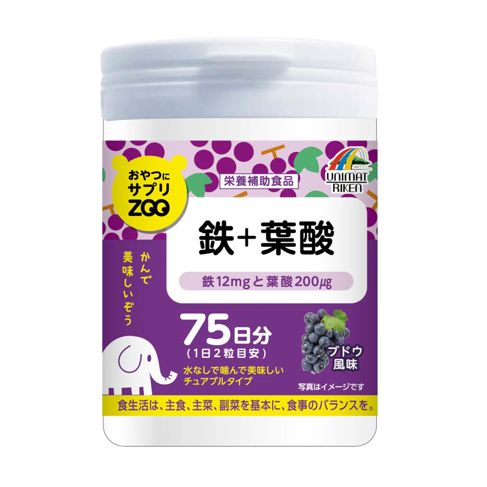 Комплекс с железом и фолиевой кислотой для профилактики анемии Unimat Riken ZOO Iron + Folic Acid