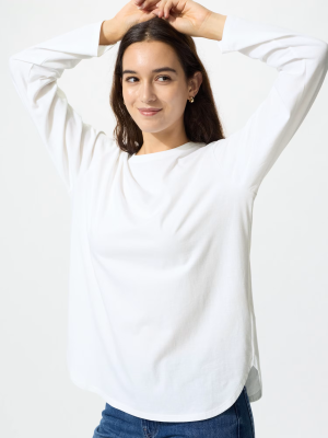 Лонгслив свободного кроя Uniqlo Soft Cotton Round Hem T Long Sleeve