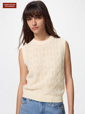 Кашемировый жилет с ажурной вставкой Uniqlo Cashmere Pointelle Vest