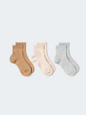 Женские укороченные носки с ребристой текстурой Uniqlo Socks 3-Pair Pack Rib Pile