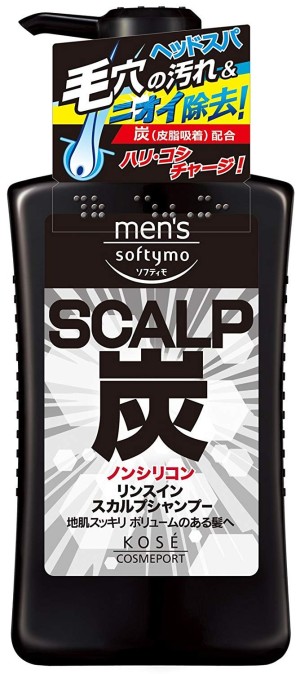 Освежающий шампунь с черным углем Kose Men's Softymo Scalp Shampoo Charcoal