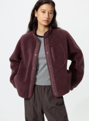 Куртка из пушистого флиса на кнопках Uniqlo Boa Fleece Combination Jacket