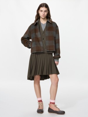 Укороченная клетчатая куртка Uniqlo Brushed Short Blouson