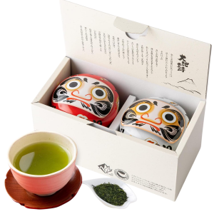 Набор зеленого чая в подарочных банках Красная и белая дарума Arahataen Shizuoka Tea Red And White Daruma Can