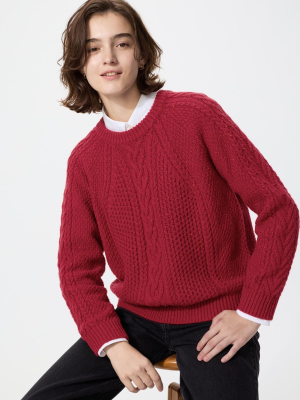 Свитер крупной вязки Uniqlo Low-Gauge Cable-Knit Crew-Neck Sweater