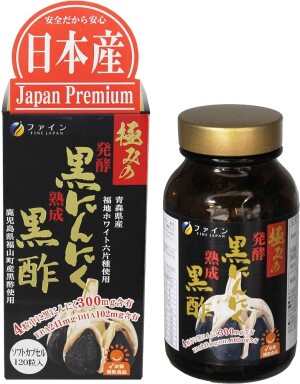 Комплекс с ферментированным черным чесноком, уксусом мороми и Омега-3 для укрепления организма Fine Japan Fermented Black Garlic Black Vinegar