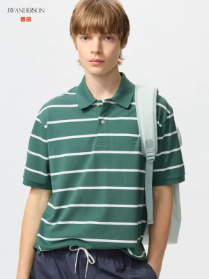 Поло из хлопка в полоску Uniqlo Dry Kanoko Border Polo Shirt