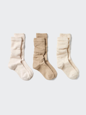 Женские носки с объёмными складками Uniqlo Loose Socks 3-Pair Pack