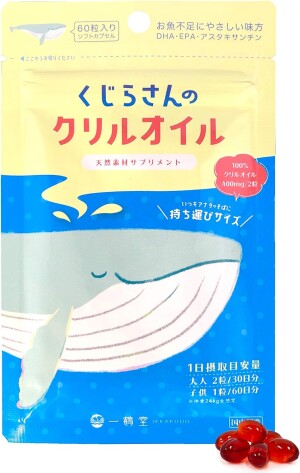 Масло криля в капсулах для повышения способности к обучению и укрепления здоровья всей семьи Ikkakudo Whale's Krill Oil Children