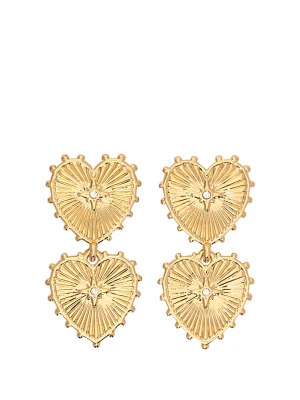Серьги-подвески в виде двойного сердца Victoria’s Secret Double Heart Dangle Earrings Gold