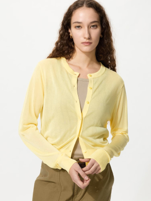 Прозрачный кардиган с круглым вырезом Uniqlo Sheer Crew Neck Short Cardigan Washable
