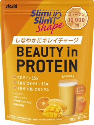 Протеиновый напиток с коллагеном, лактобактериями, ГАМК и L-карнитином Asahi Slim Up Slim Shape BEAUTY in PROTEIN Mango Orange