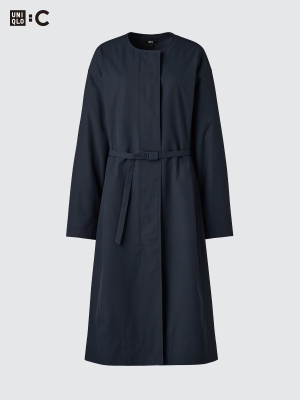 Удлинённое пальто без воротника свободного кроя Uniqlo No Collar Long Coat Relaxed Fit