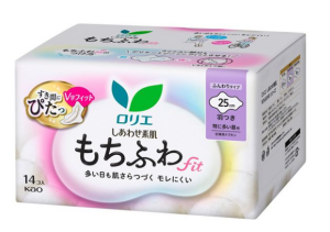 Дневные прокладки с крылышками при обильных выделениях KAO Laurier Happy Skin Soft And Fluffy Fit 25 см