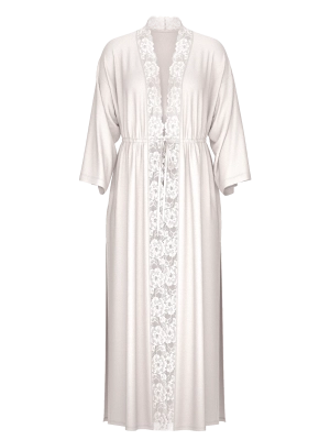 Длинный халат из рифленого модала с кружевной отделкой Victoria’s Secret Ribbed Modal Lace-Trim Long Robe