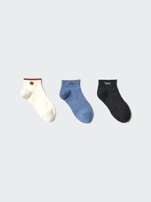Детские носки из хлопка укороченные Uniqlo Short Socks 3-Pair Pack