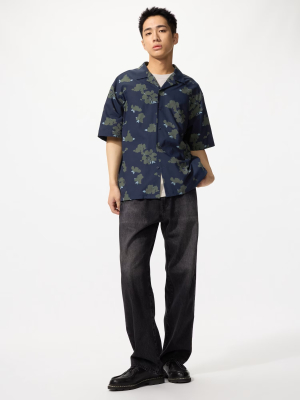 Оверсайз рубашка с абстрактным принтом Uniqlo Open Collar Shirt