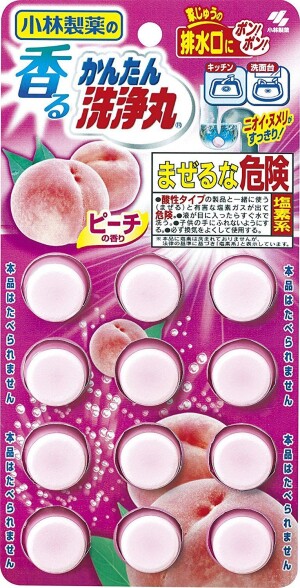 Таблетки для очистки сточных труб с ароматом персика Kobayashi Easy-To-Clean Peach