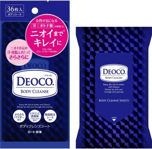 Очищающие салфетки для тела против возрастного запаха и пота Rohto DEOCO Body Cleanse Sheets