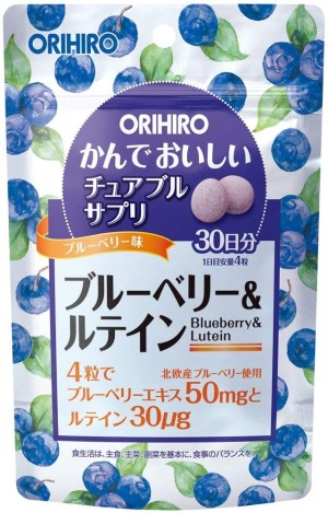 Жевательные таблетки для улучшения зрения ORIHIRO Blueberry & Lutein