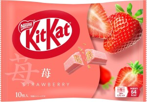 Мини-вафли в клубничном шоколаде KitKat Strawberry