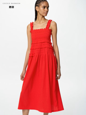 Эластичное платье без рукавов со сборкой на резинке и рюшами Uniqlo Shirring Dress Sleeveless