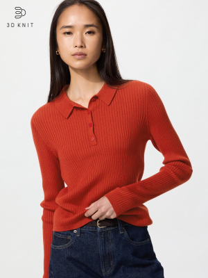 Джемпер-поло Uniqlo 3D Merino Blend Ribbed Polo Sweater