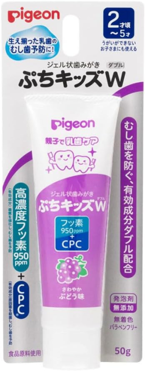 Детская гелевая паста с фтором и CPC для укрепления молочных зубов Pigeon Petit Kids W