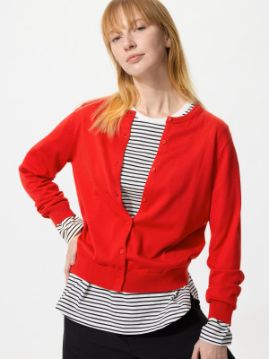 Лонгслив свободного кроя с горизонтальной полоской Uniqlo Soft Cotton Round Hem T Long Sleeve Striped