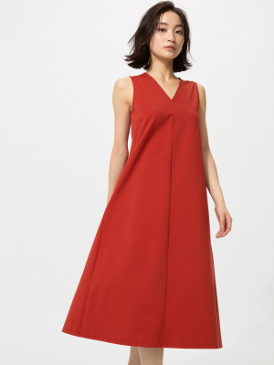 Ультра-стрейч платье с V-вырезом без рукавов Uniqlo Ultra Stretch V-Neck Dress Sleeveless Shorter Length