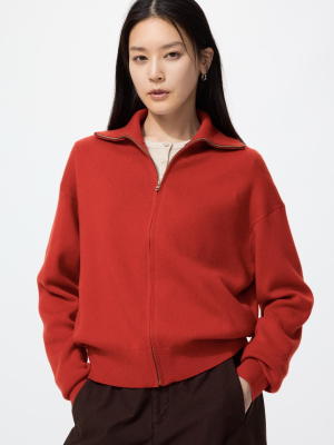 Хлопковый кардиган на молнии Uniqlo Smooth Cotton Full-Zip Cardigan