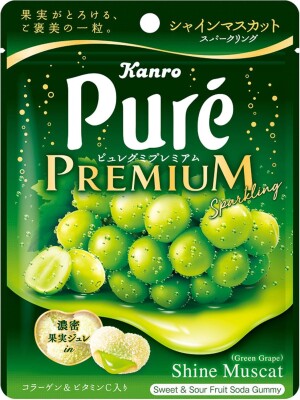 Мармелад со вкусом винограда с коллагеном Kanro Pure Gummy Premium Shine Muscat Sparkling