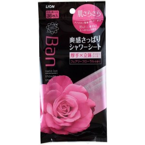 Дезодорирующие влажные салфетки Ban Lion skin smooth liquid in shower sheet & PINK elegant rose scent