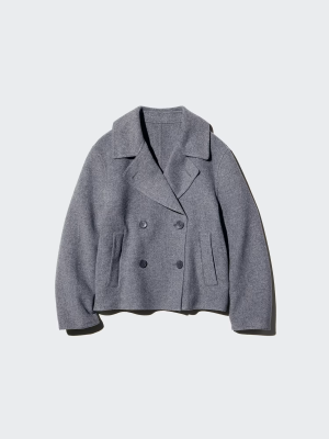 Двустороннее укороченное пальто свободного кроя Uniqlo Double Face Short Coat Relaxed Fit