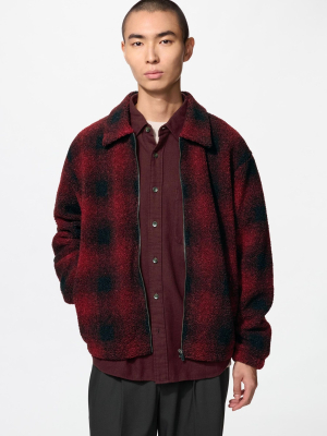 Куртка флисовая клетчатая Uniqlo Boa Fleece Blouson