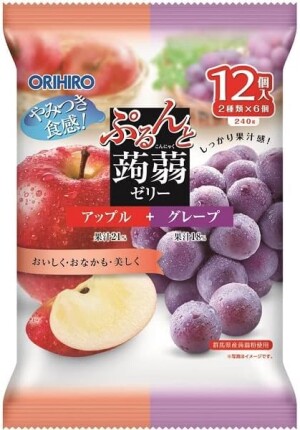 Желе из конняку со вкусом яблока и винограда Orihiro Plan Du Puru & Jelly Pouch Apple + Grape