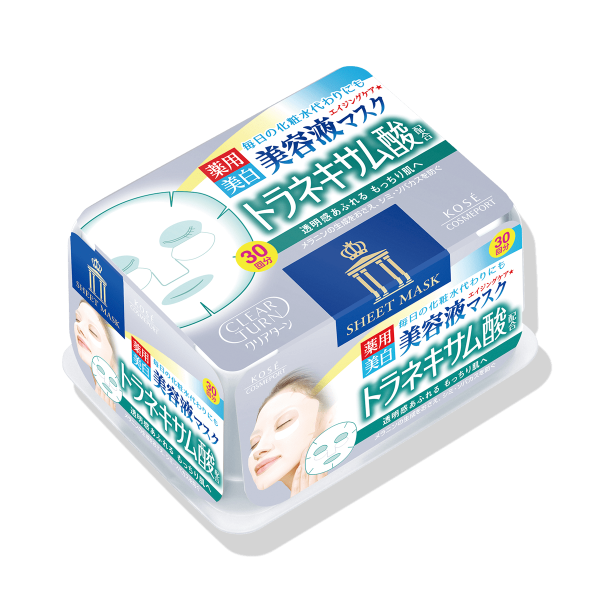 Антивозрастная отбеливающая маска с транексамовой кислотой Kose Clear Turn Essence Mask White
