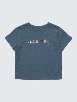 Укороченная футболка из коллекции «Wagara» с японскими животными Uniqlo Wagara (Animals) UT Short Length