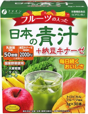 Аодзиру с наттокиназой и молочнокислыми бактериями со вкусом тропических фруктов FINE JAPAN Nattokinase + Lactic Acid Bacteria