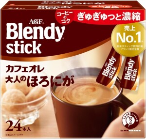 Растворимый кофе с молоком и легкой горчинкой AGF Blendy Stick Cafe au Lait Adult Bitter Taste